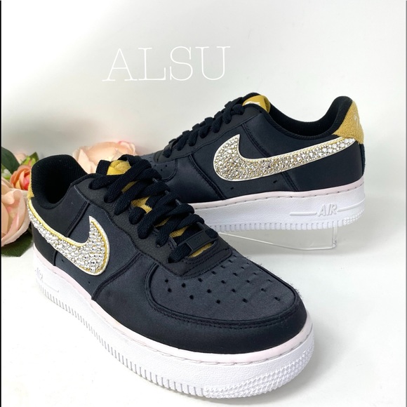Nike Shoes - Nike & Swarovski Air Force 1 Canvas Black Yellow W